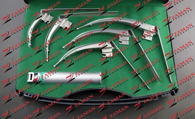 JUEGO DE LARINGOSCOPIO LED DE FIBRA ÓPTICA PUNTA FLEXIBLE ALEMÁN-MCCOY - MAC # 1 & 2 & 3 & 4 & 5 + MANGO Foto 1 de 4