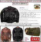 100% GENUINE ROYAL ENFIELD "SPIRIT JACKET BLACK & BROWN LEATHER"-FREE DUFFLE BAG