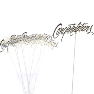 Bulk Buy 48 Floral Embellishing Acrylic 'Congratulations' Script 10-1/2" Picks - Picture 1 of 4