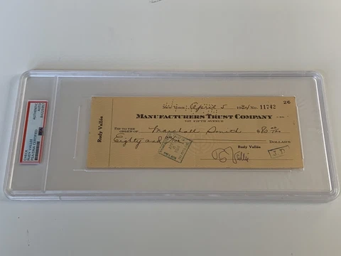 Rudy Vallee American Singer Musician Signed Autograph Check PSA DNA j2f1c *57 Cover