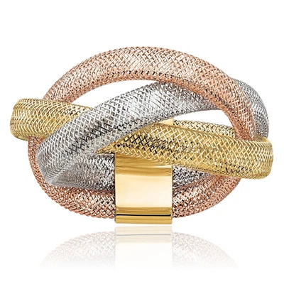 14K Solid Two Tone Gold Rose Stretch Ring - Image 1 of 4