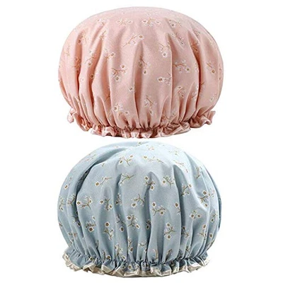 G2PLUS 2 Stück Duschhaube Damen Wasserdicht Wiederverwendbar 32CM Doppelschicht  - Bild 1 von 4