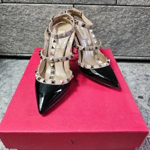 Sandalias de tacón con correa Rockstud VALENTINO GARAVANI de cuero negras talla 36,5 para mujer - Imagen 1 de 24