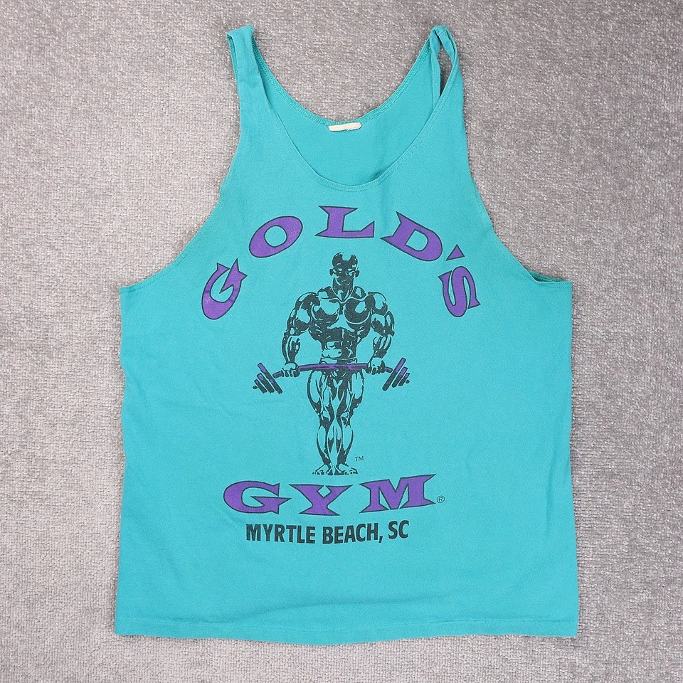 Vintage Gold's Gym Myrtle Beach SC Large Blue Sleeveless Tank Top - Image 1 of 4