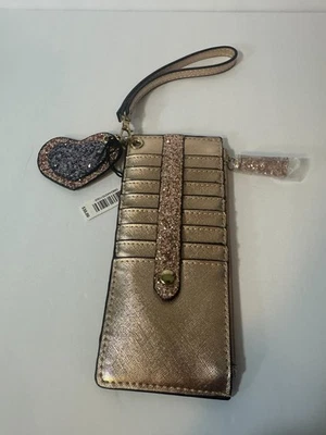 Kate Landry (Dillard's) RFID security credit card wallet, gold leather, sparkles - Image 1 of 4