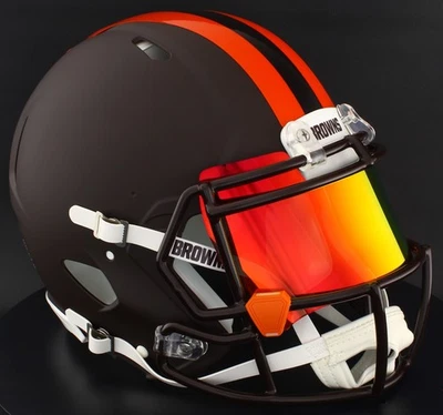 Casco de fútbol americano auténtico tamaño completo Cleveland Browns NFL Riddell VELOCIDAD Foto 1 de 4