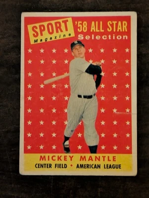 1958 Topps Mickey Mantle All Star Card No 487 New York Yankees G / VG - Image 1 of 4