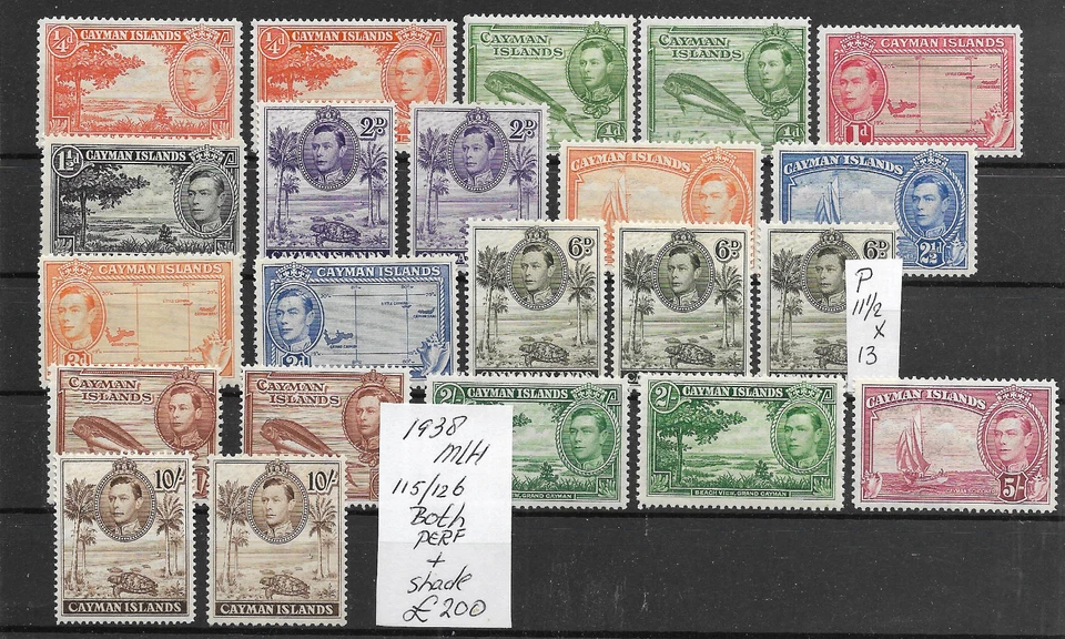 ISLAS CAIMÁN @ 1938 SG 115/126A + Perfs.Shades MLH buen precio @gb2217 Foto 1 de 1