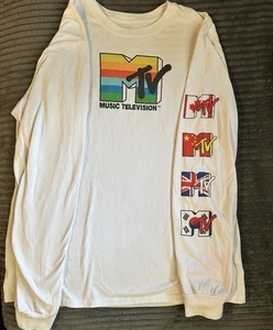 MTV Around World Vintage Long Sleeve T 1990s Style Size Large Retro T-shirt - Picture 1 of 6