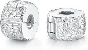 Autentico 2 pezzi clip blocco distanziatore tappo charm perline abiti bracciale Pandora NUOVO USA - Foto 1 di 5