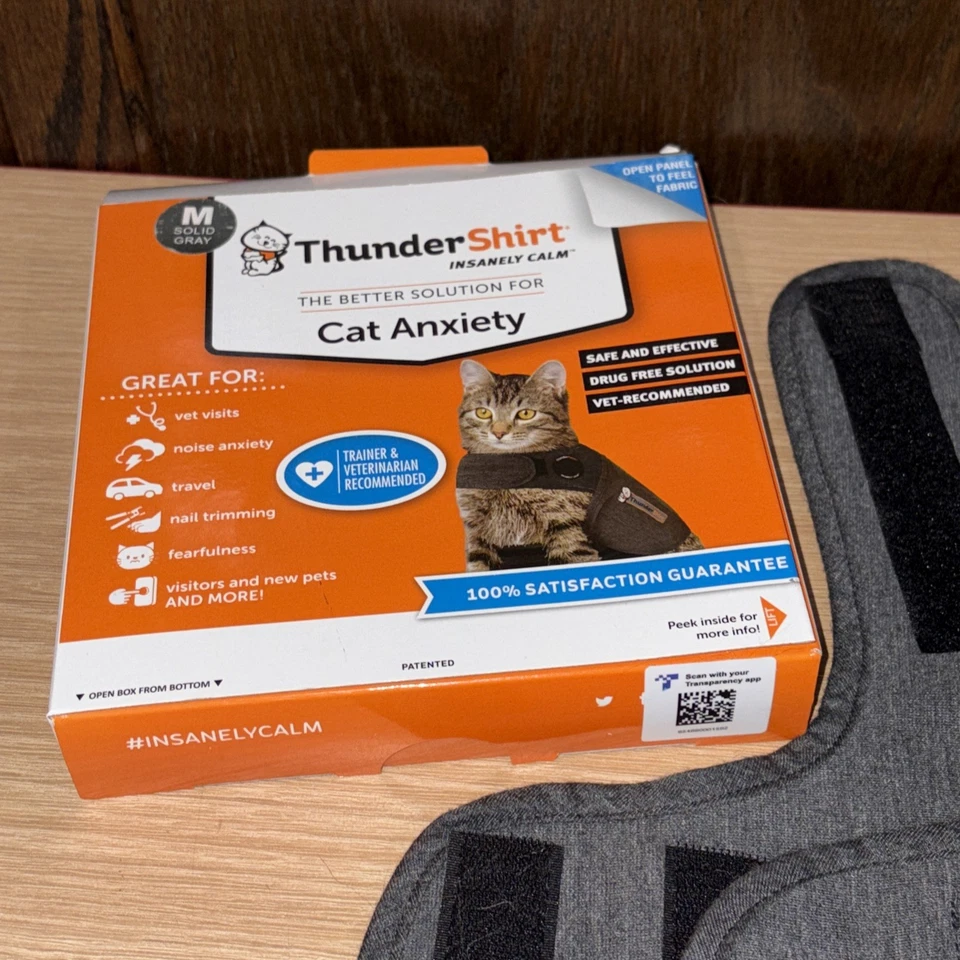 Camisa Thundershirt para Ansiedade de Gato - Cinza, Média (9-13 libras) - Imagem 1 de 4