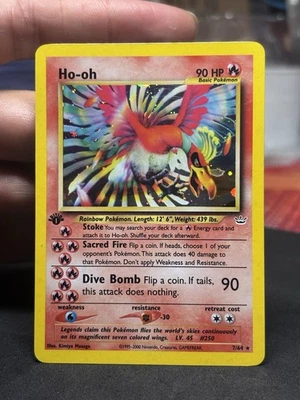 Ho-oh Neo Revelation 7/64 Pokemon Card 1st Edition Unlimited Rare Holo 2001 - Image 1 of 4