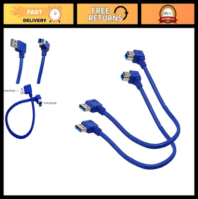 "2-Pack 1ft USB 3.0 Printer Cable - 90° Left & Right Angle A to B Connector, Sup - Image 1 of 4