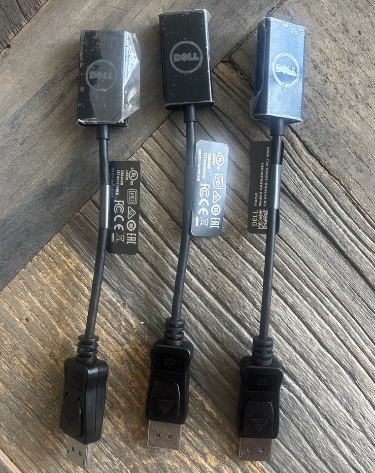 Lot (3) New Genuine Dell DisplayPort Male to HDMI Female Adapter Cable P/N Y4D5R - Image 1 of 2