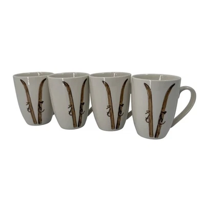 Taza Esquí Ascentielle Pintura Original Por N Lalique Lote De 4 Foto 1 de 4