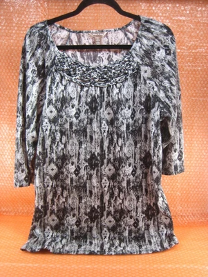 Pullover BLANCO STAG Negro Geo Manga Media Cuello Redondo Mujer Talla L 12 14 Foto 1 de 3