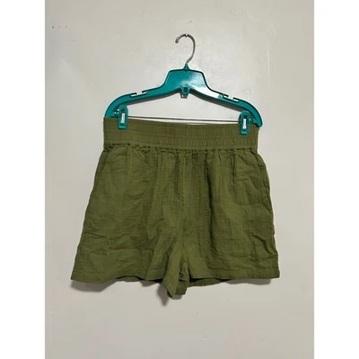 Boden Olive Green Textured Gauze Elastic Waist Shorts Women's Size 10 - Image 1 of 4