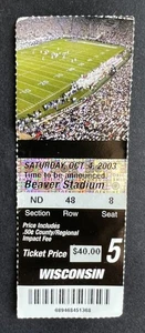 2003 NCAA Football Wisconsin vs Penn State Nittany Lions Ticket Stub 10/4/03 - Picture 1 of 2