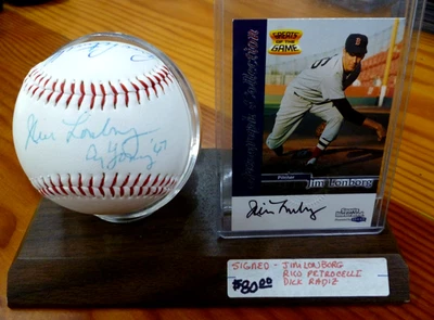 吉姆·朗博格、R. PETROCELLI、D. RADATZ 签名棒球 带 1999 年 GREATS OF GAME 签名 — 第 1/4 张图片