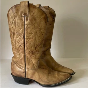 Stivali da cowboy Oklahoma da donna in pelle marrone made in Mexico taglia 23,5/6 US - Foto 1 di 13