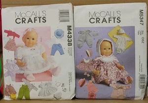 Ropa para muñeca bebé McCall's Crafts LOTE DE 2 patrones de costura corte M4338 y M5347 - Imagen 1 de 7