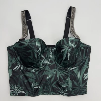 Top reggiseno Victoria's Secret molto sexy leggermente foderato cinturino lucido linea lunga 36C NUOVO - Immagine 1 di 4