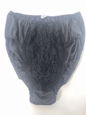 Bragas vintage Olga de encaje transparente corte alto #23107 negras L encaje nailon algodón años 90 Foto 1 de 4