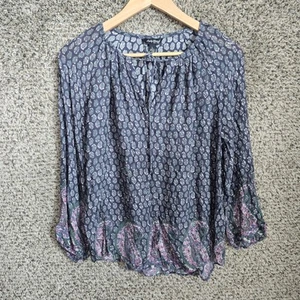 Top donna marca Lucky grande blu scollo a V cravatta boho camicetta contadina donna casual - Foto 1 di 7