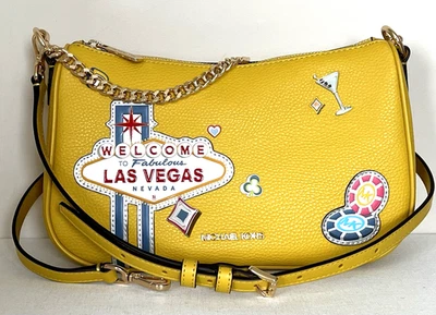 New Michael Kors Carmela Medium Crossbody Bag Embellished Las Vegas Honey - Image 1 of 4