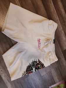 Ed Hardy Fleece Tiger Sweat Shorts Herren Größe Medium creme roher Saum - Bild 1 von 5