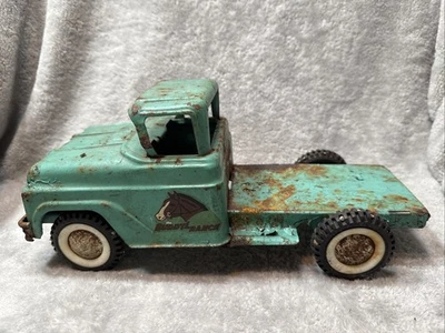 Camión perrera American Buddy L vintage años 60 acero prensado azul pick up 13" largo Foto 1 de 4