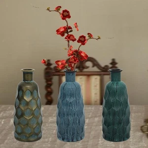 Rustic Vase Glass Flower Pot Decorative Vase for Living Room Cabinet Bedroom - Picture 1 of 22