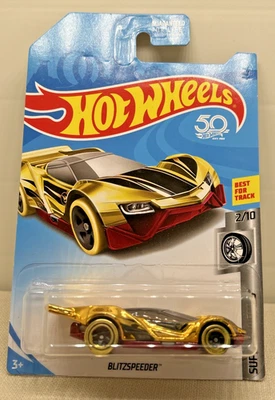 风火轮 2017 金色金属 Blitzspeeder Super Chromes 赛车全新未拆封 — 第 1/4 张图片