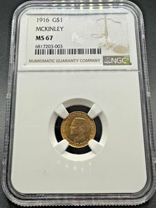 1916 McKINLEY LOUISIANA PURCHASE COMMEMORATIVE GOLD DOLLAR NGC MS67 09XEEA25 - Picture 1 of 4