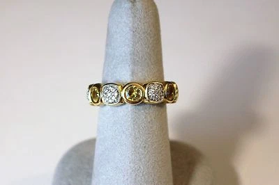 Anillo David Yurman Oro 18K Champagne Citrino Diamante Pavé Chiclet Banda Talla 7  Foto 1 de 4