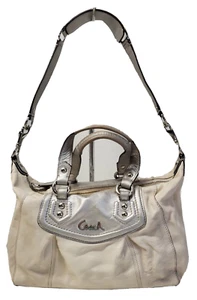 COACH ASHLEY IVORY/CREAM LEATHER CONVERTIBLE TRAVEL SATCHEL TOTE BAG F19247 - Picture 1 of 12