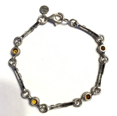 BRAZALETE BARRA CITRINO AMARILLO 925 PLATA ESTERLINA NUEVO SIN ETIQUETAS O PAZ 8” ISRAEL PZ Au Foto 1 de 4