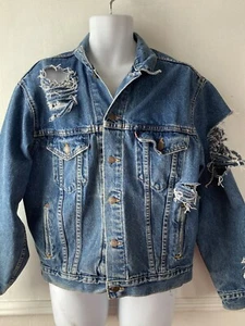 CHAQUETA VAQUERA DE CAMIONERO LEVIS DESTRUIDA TALLA M Mediana para Hombre j282 - Imagen 1 de 6