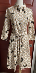 NWOT Talbots Cotton Floral Print Belted Collared 3/4 Sleeve Shirt Dress sz 6 - Picture 1 of 3