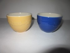 Longaberger Pottery Lot of 2 Nesting bowl Cornflower Butternut