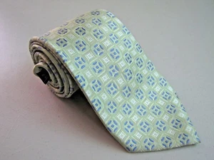 NEW PRONTO UOMO Silk Necktie Green Blue Geometric Modern Style NWOT Woven Silk - Picture 1 of 7