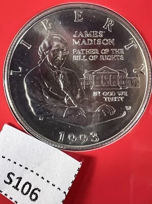 1993 The Bill of Rights Commemorative Silver Half Dollar with Madison Medal S106 - Image 1 of 4