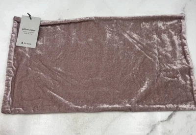 West Elm Pillow Cover Slate Pink Zip Closure Velvety Linen 12x21" - Image 1 of 4