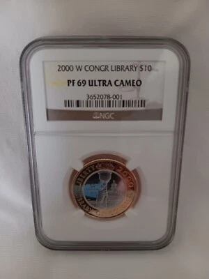 2000 W $10 Gold and Platinum Library of Congress Commem.  NGC Proof 69 DCAM! - Image 1 of 2