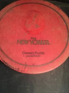 The New Yorker Set 4 Christmas Dessert Plates Restoration Hardware NIB - Picture 1 of 5
