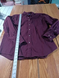 Puritan Men's Medium Long Sleeve Button Down Shirt Burgundy - Picture 1 of 3