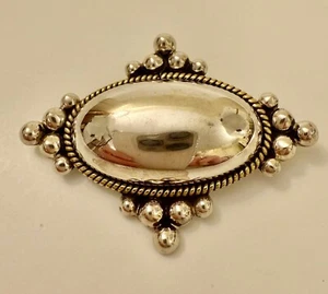 Vintage Taxco Mexico Sterling Silver & Brass Brooch Pin Pendant 2-3/8" x 1-3/4" - Picture 1 of 9