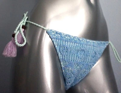 Victoria's Secret Nwt Blue Crochet Lace Side Tie Tassel String Bikini Bottom S - Image 1 of 4