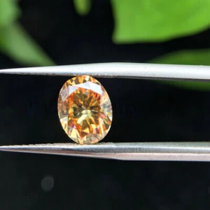 Loose Moissanite Champagne Color Oval Cut 1-5ct Real jewelry With Certificate - Picture 1 of 6