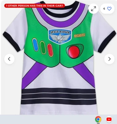 Camiseta Disfraz Buzz Lightyear Talla 4 XS Nueva Con Etiquetas Disney Store Foto 1 de 2